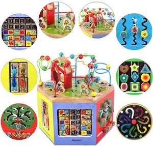 CWB35多功能多功能6边珠迷宫盒迷宫教育木盒玩具儿童活动游戏立方体