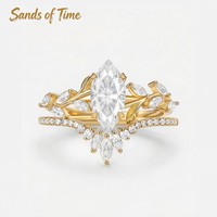 Bague de fiançailles haut de gamme personnalisée en argent 925 avec moissanite taille marquise, plaquée or jaune 18 carats, sertissage complexe en forme de vigne, romantique pour mariée