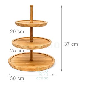Plateaux en bambou Assiettes de service avec 3 assiettes rondes Plateau alimentaire Vente chaude Dessert Snacks Assiettes en bois pour la nourriture - Product Image 1