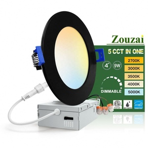 Plafonnier LED encastré sans cadre, ultra-plat, noir et blanc, 3 pouces, 5W, 5 températures de couleur sélectionnables, étanche à l'air, certifié ETL, avec panneau IC - Product Image 1