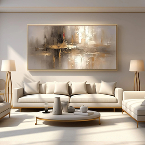 Grande peinture murale contemporaine abstraite silencieuse de l'aube sur toile, nature morte, paysage, pour la maison et la galerie - Product Image 5