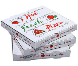 Premium <b>Pizza</b> <b>Boxes</b> White and Brown Custom Logo Printed Corrugated Packaging <b>Boxes</b> for Food Delivery - Product Image 3