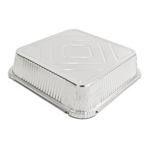 No.9ทรงสี่เหลี่ยมผืนผ้าขนาด9 "* 2" ที่กำหนดเองได้ถาดอลูมิเนียมฟอยล์สำหรับงานหนักพร้อมฝาปิดสำหรับบรรจุภัณฑ์อาหารราคาบริษัท - Product Image 4