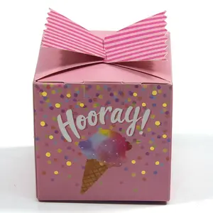 Caixa de papel de sobremesa pequeno do pequeno papel do bolinho, caixa de papel rosa da sobremesa com janela, favorável ao ambiente, venda