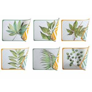 แผ่นรองจานลายพฤกษศาสตร์แบบตะวันออก 6 ชิ้น แบบสองด้าน # - Product Image 1