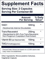 Marque privée Supplément de vitamine Nad B Supplément de vitamine Nad Resvératrol Nicotinamide Riboside Capsule OEM