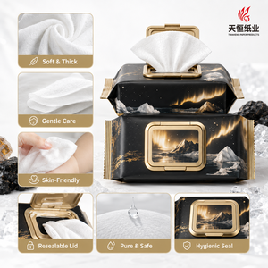 Toallitas Húmedas Premium con Diseño <span class=keywords><strong>de</strong></span> Cielo Nocturno Ártico con Aurora Boreal Islandesa, Gruesas y Suaves, con Tapa Dorada, Paquete Múltiple - Product Image 2