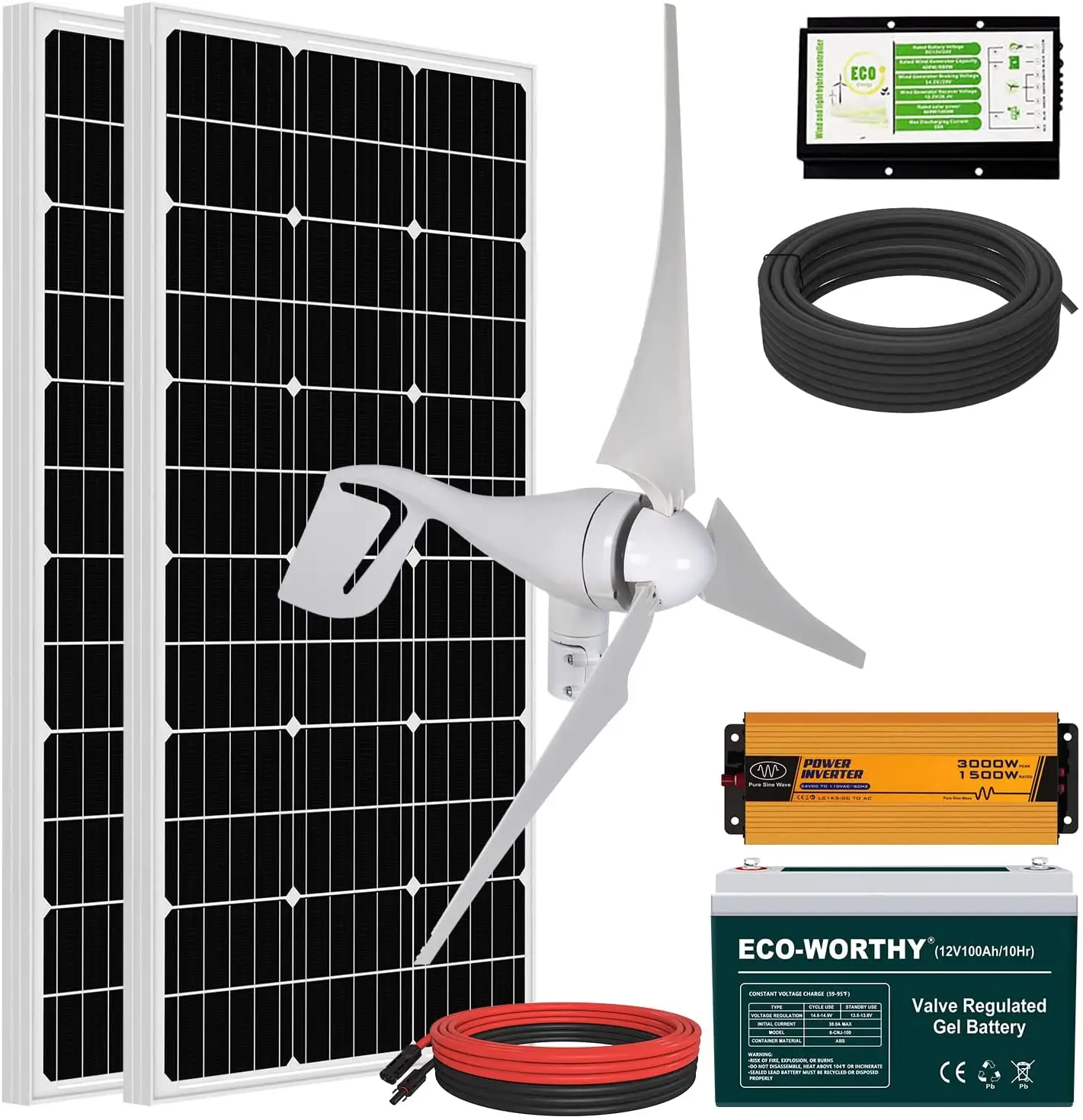 家庭/RV/ボート/農場/街路灯およびオフグリッド家電用の800Wソーラー風力発電キット