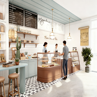 Vitrines en bois éclairées par LED personnalisées en usine, créez un style café chaleureux avec des étagères et des vitrines sur mesure pour la vente au détail