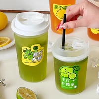 Gobelets en plastique PP jetables personnalisés de 90 mm à paroi simple de 500 ml pour café et thé, avec impression personnalisée en relief