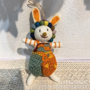 Pendentifs en feutre de laine faits à la main au Népal, adorables poupées lapin clown, sacs de dessin animé, porte-clés, décorations de voiture, cadeaux - Product Image 4