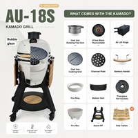 Barbecue en céramique Auplex Pro Kamado Premium de 18 pouces, luxueux et antiadhésif pour barbecue en plein air