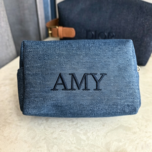 Sac de toilette pour femme en tissu Oxford, trousse de maquillage avec poignée en PU, logo personnalisé imprimé, pochette de maquillage, sac de rangement de voyage - Product Image 1