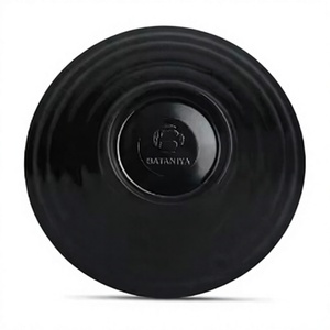 Bataniya Black Glossy Round Serving <b>Bowl</b> Durable Lightweight Dinnerware for Buffet - Product Image 1