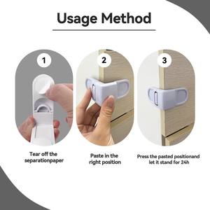 Cerradura de Seguridad para Cajones y Puertas a Prueba de Niños <span class=keywords><strong>CPLS</strong></span>, Plástico, Instalación Rápida, Protección Antipinzamiento para Bebés, Modelo C05 - Product Image 2