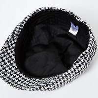 Bonne qualité Lvy Caps Chapeaux personnalisés d'extérieur Classique Noir et Blanc Pied de poule Casquette plate Béret décontracté