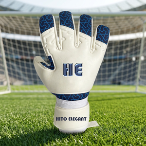 Gants de football personnalisés, gants de gardien de but professionnels en latex pur de qualité supérieure, design personnalisé, couleur bleu et blanc - Product Image 3