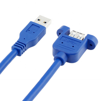 USB 3.0 Typ A Stecker auf Buchse Verlängerungskabel mit Panelmontage-Schrauben 5Gbps 1 Meter 24AWG STP Abgeschirmt