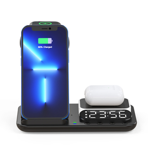 2024 Best Selling 7-in-1 Foldable 15W KC Certified Multifunction <strong>Alarm</strong> <strong>Clock</strong> Wireless Charger Station with Night <strong>Light</strong> - Product Image 2