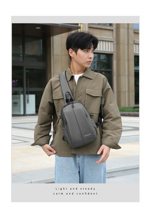 Sac à dos Oxford imperméable tendance grande capacité avec fermeture éclair pour homme, sac décontracté étanche à porter en bandoulière - Product Image 6