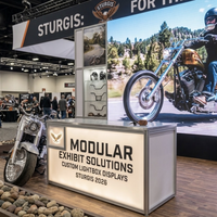 Stand d'exposition 30x30 avec mur vidéo LED et boîte à lumière SEG, affichage LED SEG pour la réunion de motos de Sturgis 2027