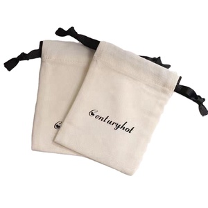 <b>Small</b> Custom logo Cotton Canvas Fabric Muslin <b>Drawstring</b> Supermarket <b>Bag</b> with Printed Black logo - Product Image 1