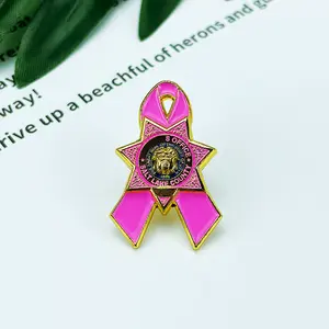 RENHUI Ribbon Brain Logo Breast Cancer Suppliers Custom Metal Crafts Badges Lapel Pins Enamel Pins