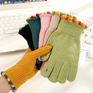 Manufacturer's New Korean Version Winter <b>Gloves</b> Cute Student for <b>Touch</b> <b>Screen</b> Knitted Wool Outdoor Cold Protection Cycling Daily - Product Image 2