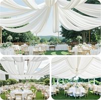 Outpain Draperies de plafond 4 panneaux en tissu uni ivoire 5ftx20ft, sans plis, avec passe-tiges, pour tentes, mariages et fêtes d'anniversaire, Chine