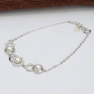 S925 Silver DIY Pearl Semi-Precious Stone <b>Bracelet</b> European American Fashion Bread <b>Bead</b> <b>Bracelet</b> Accessories for Women - Product Image 1