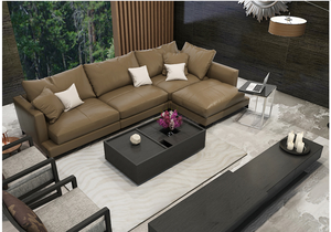 Sofá de esquina moderno de gama alta, muebles para el hogar de moda contemporánea de fábrica de China, cuero genuino con relleno de esponja, precio bajo - Product Image 5