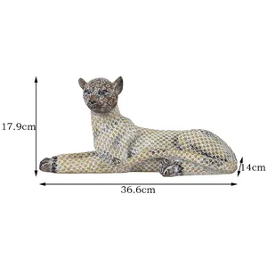 Redeco-figura de leopardo para decoración del hogar y la Oficina, estatua de resina de animales, nuevo diseño