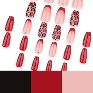 24 pièces français automne/<span class=keywords><strong>hiver</strong></span> nouveauté: rouge imprimé léopard acrylique presse sur les <span class=keywords><strong>ongles</strong></span> personnaliser <span class=keywords><strong>faux</strong></span> <span class=keywords><strong>ongles</strong></span> 3528 - Product Image 4