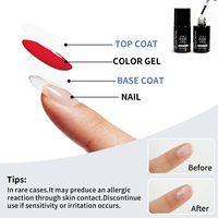 Fournitures pour ongles : Gel transparent 2-en-1 base et top coat avec lampe UV, vernis à ongles 8ml, application facile et longue tenue