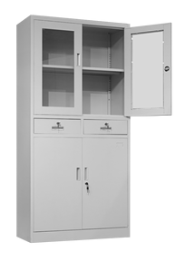 Meuble de bureau scolaire à 2 tiroirs Porte en verre Armoire de classement en métal Armoire de rangement en acier Meuble de bureau moderne - Product Image 3