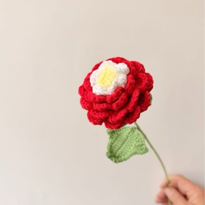 Kexiang Hand Knitted <b>Peony</b> Yarn Flower <b>Artificial</b> Bouquet For Desktop Decor Bedroom Living Room - Product Image 4