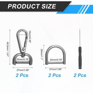 MECCANIXITY Pcs Swivel Clasp <b>Hooks</b> Detachable <b>Snap</b> <b>Hooks</b> Swivel Lobster Claw Clasps With D Rings And Screwdriver For Bag Strap P - Product Image 2
