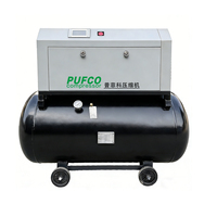 Compresseur d'air à vis silencieux compact trois-en-un avec roues, 10 CV, 7,5 kW, 0,8-1,0 MPa, 1,1 m³/min, réservoir de 120 L, 380 V/50 Hz triphasé