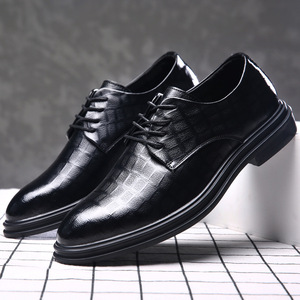Chaussures habillées pour hommes en cuir noir à lacets, bout rond, pour le bureau et la carrière, toutes saisons, semelle extérieure en caoutchouc, semelle intermédiaire en EVA, doublure en PU - Product Image 4