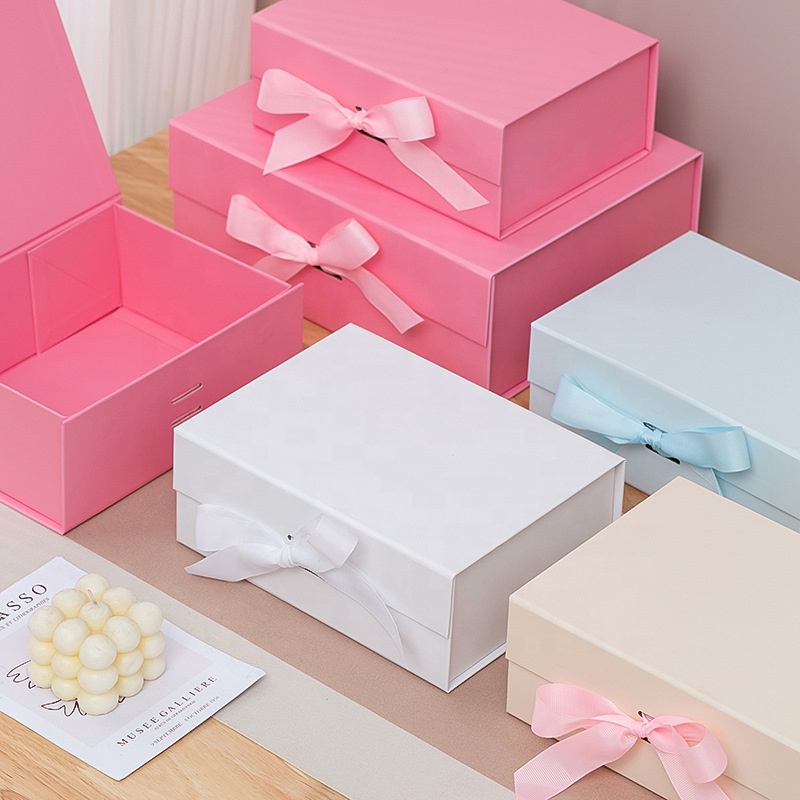 XJH Custom Printing logo Luxury Rigid Folding Black Paper Packaging Magnet Closure Lid Cardboard Foldable Magnetic Gift Boxes