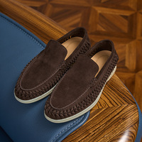 Mocassins en daim respirants et confortables, tissés, à enfiler, légers, style britannique, chaussures décontractées pour l'été