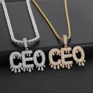 Colgantes de Letras y Números en Forma de Gota de Agua de Moissanita VVS de Plata 925 Premium, con Pavé de Diamantes, Bañados en Oro Real, Estilo Hip Hop Bling, para Fabricantes B2B - Product Image 3