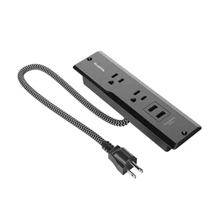 desktop power strip 2 AC outlets 2 USB ports black recessed power strip for desk