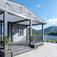 Maison préfabriquée modulaire pliable FLKT à double aile, pour toit plat, robuste, étanche, résistante au vent et au feu, avec salon