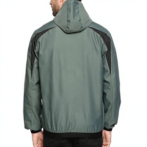 Chaqueta Bomber Cortavientos con Capucha para Hombre, Color Sólido, Cierre de Cremallera, Estilo Deportivo, para Otoño, Material de Poliéster - Product Image 2