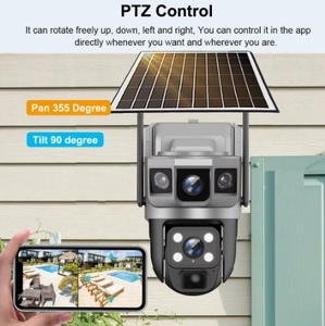 Cámara Solar WiFi 4G PTZ con 3 Lentes, 4MP, Cámara CCTV para Exteriores, Visión Nocturna PIR, Impermeable, Cámara para el Hogar - Product Image 5