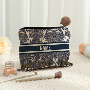 Pochette zippée en velours côtelé personnalisable avec nom, motif imprimé moderne, sac de maquillage portable léger et personnalisé, trousse de <span class=keywords><strong>toilette</strong></span> de voyage - Product Image 5