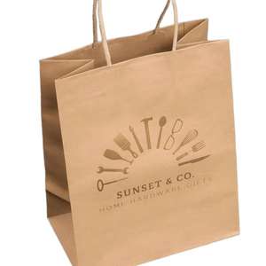 ถุงกระดาษคราฟท์สีน้ำตาลแบบขายส่ง เป็นมิตรกับสิ่งแวดล้อม - พิมพ์โลโก้ตามสั่ง สำหรับบรรจุภัณฑ์งานฝีมือ เทียน และกรอบรูป - Product Image 4