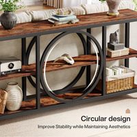 Table console convertible extra longue de 70,9 pouces avec 3 étagères de rangement en bois et cadre métallique moderne pour entrée, couloir, salon, canapé