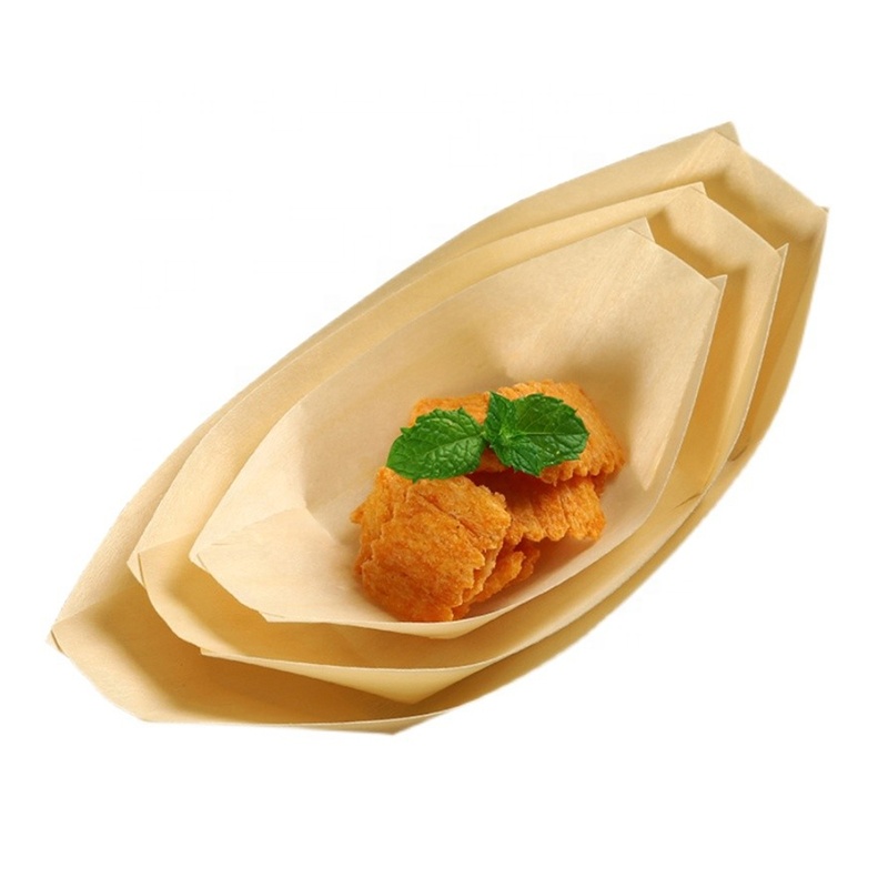 Крафт-деревянные и бамбуковые коробки на вынос для жареных куриных чипсов и закусок включают бумажные тарелки и чаши прямоугольной формы